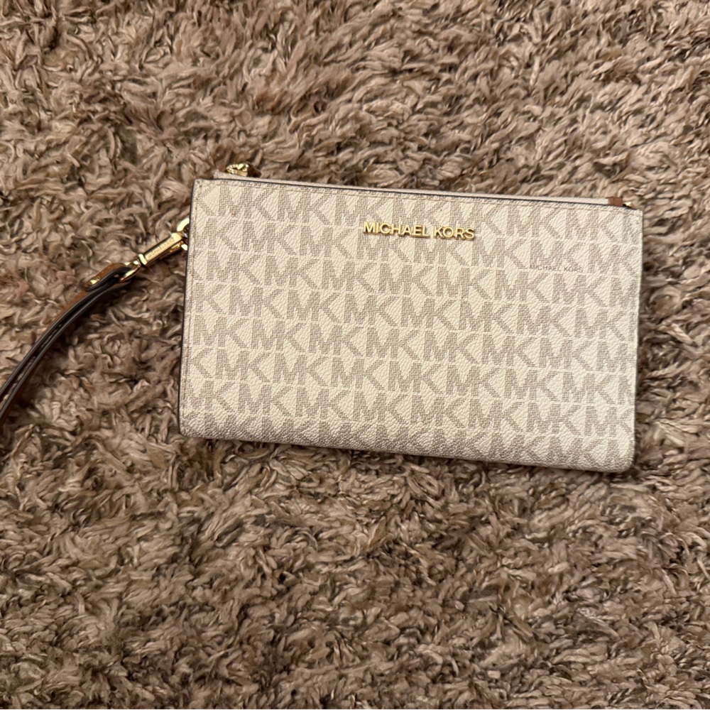 Michael Kors Beige Monogram Wristlet